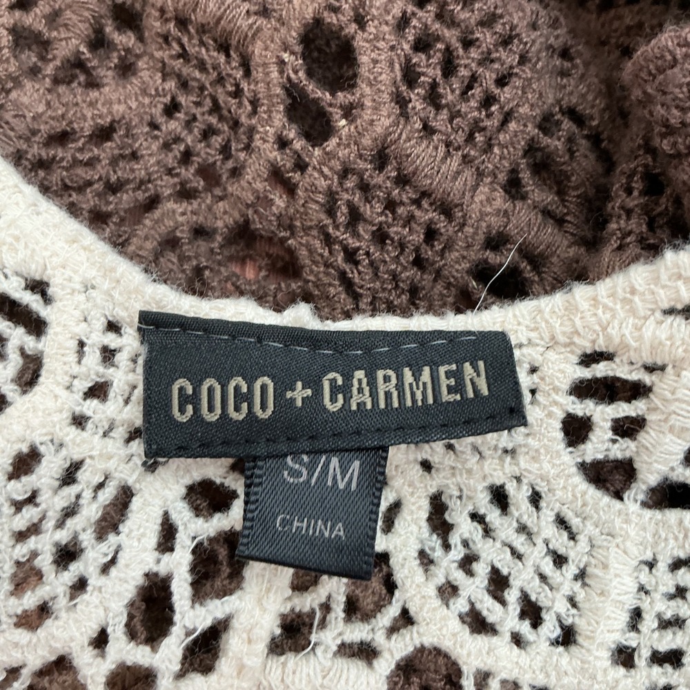 Coco + Carmen Crochet Lace Tank Top Womens S/M Brown Ombre Boho Excellent - Picture 4 of 4